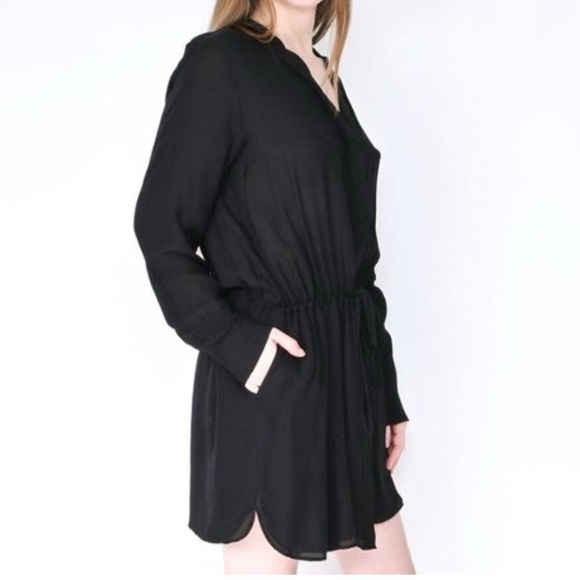NILI LOTAN Henley Button Down Silk Dress Black Size Medium Luxury Minimalist - Picture 13 of 15